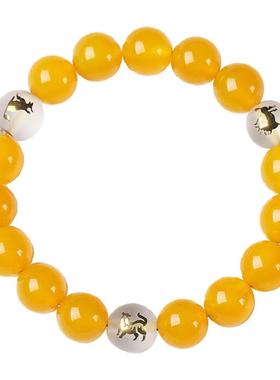 天然黄玛瑙生肖三合手链五行补土