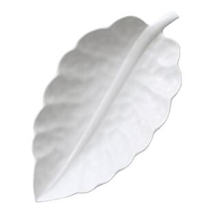 法式风格白色工艺陶瓷13英寸树叶盘会所家居水果盘摆盘叶子盘瑕疵