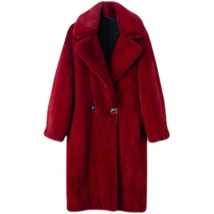 MDL23893设计师款慵懒风进口水貂皮草女长款翻领貂皮大衣冬