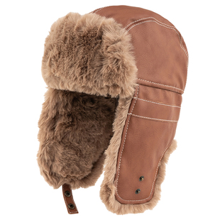 毛绒保暖帽子男款冬季防风防寒东北雷锋帽女护耳保暖帽pu皮质冬帽