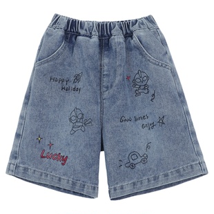 小O爸男婴童 宝宝牛仔裤男童柔软裤子夏季2026新款婴儿刺绣短裤