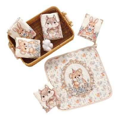 口水巾婴儿a类棉4层纱布小方巾纯棉超柔软新生儿洗脸洗澡小毛巾