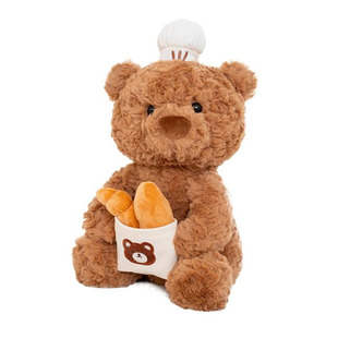 正版创意糕点师小熊泰迪牛角面包摆件抱抱枕靠垫厨师公仔玩偶娃娃