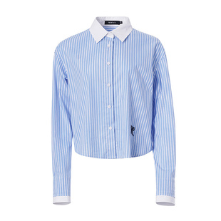 莱赛尔条纹衬衫女MOFAN摩凡2026春新款朗讯白设计感休闲衬衣显瘦