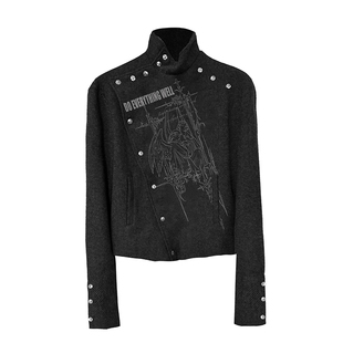 亚文化黑色外套女秋冬金属铆钉宽松夹克情侣朋克视觉系上衣设计感