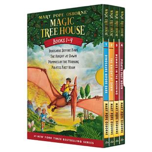 神奇树屋 英文原版 Magic Tree House1-4册全套盒装 桥梁章节书 英语课外阅读 美国小学推荐送音频 搭小屁孩日记老鼠记者苍蝇小子