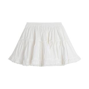 布丁哈鲁童装女童洋气裙子2026夏装儿童白色蕾丝花边短裙半身裙