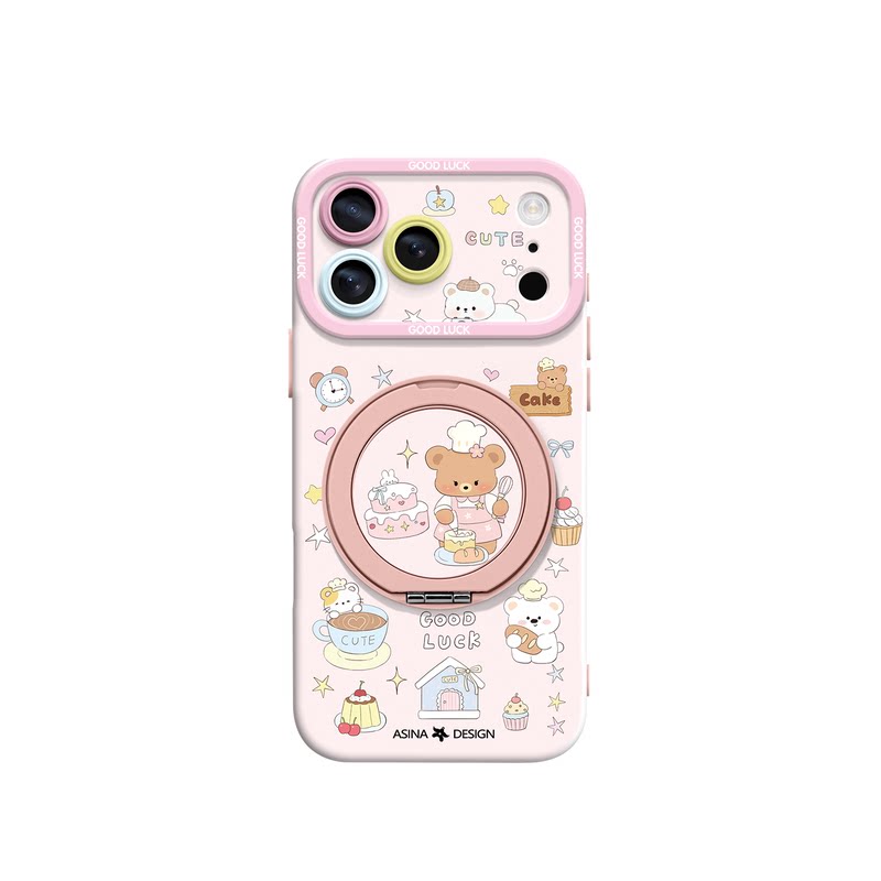 甜熊日常适用iPhone17Promax手机壳新款苹果16Pro磁吸带支架套Bo5液态硅胶支点ip15高级感14可爱13pm全包女