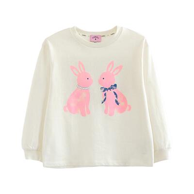 ILOVEJ女童两只兔子纯棉T恤