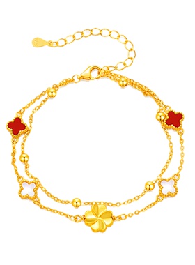 999足金四叶草黄金手链送女友