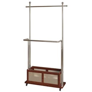 三梦中古风衣帽架落地卧室挂衣架多功能收纳不锈钢客厅挂衣杆衣架