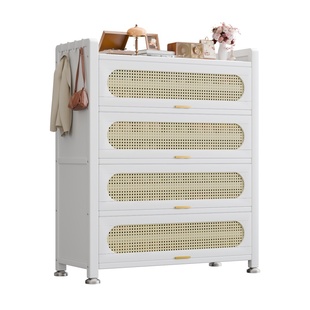 钢制鞋柜家用门口藤编收纳柜一体靠墙楼道外透气入户玄关储物鞋架