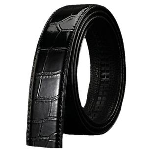 不带头皮带男真皮3.5自动平滑扣无头腰带卡槽鳄鱼纹没头卡扣裤带