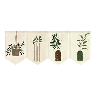 北欧小清新短帘隔断门帘三角旗帘半帘寿司店挂帘厨房卧室装饰帘子