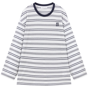 商场同款太平鸟博物馆联名马蒂斯条纹莱赛尔混纺长袖T恤A1CPG2165