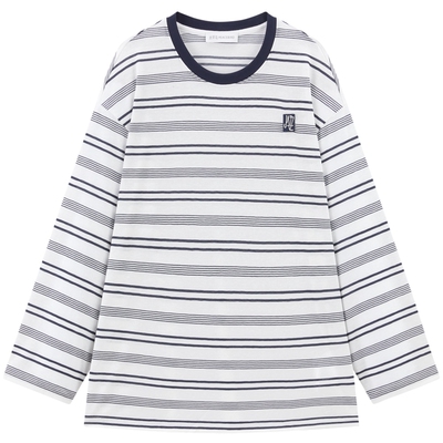 太平鸟宽松撞色条纹莱赛尔T恤