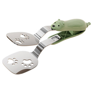 不锈钢小熊煎铲夹子二合一烤肉烧烤煎鱼铲家用厨房专用多功能铲夹