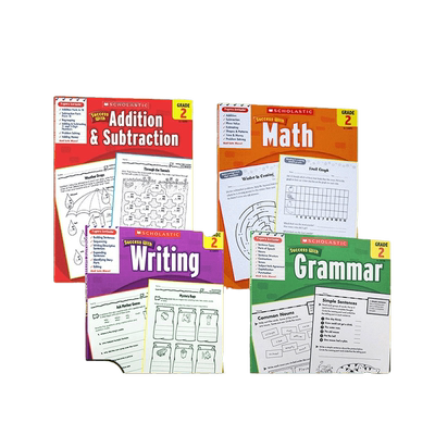 二年级学乐英语练习册4册 Scholastic Success with Grammar Writing 英文原版 语法 写作 数学 学乐成功系列家庭练习册 英语书籍