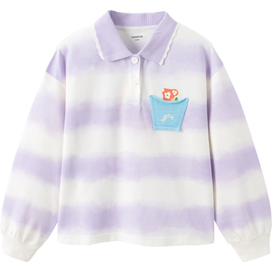 巴拉巴拉女童polo衫中大童条纹t恤春秋款童装儿童长袖翻领上衣潮