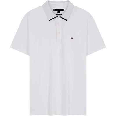 Tommy男装三粒扣通勤镶边POLO衫