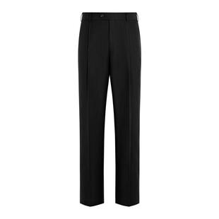 SUITSUPPLY黑色莱赛尔混纺直筒阔腿男士长裤