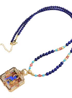 复古青金石药师佛吊坠项链