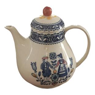清仓现货Johnson纯手工英国陶瓷中古咖啡杯心花跳舞男孩女孩茶壶