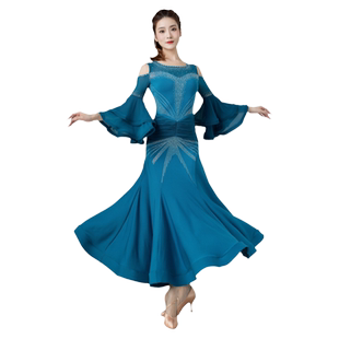 摩登舞裙2026新款国标华尔兹交谊际蹈专业比赛表演出服大摆连衣裙