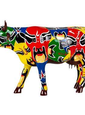 cowparade华尔街手绘酒柜摆件