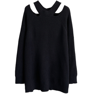 设计感镂空中长款毛衫胖莹莹大码女装春季白色毛衣可外穿内搭上衣