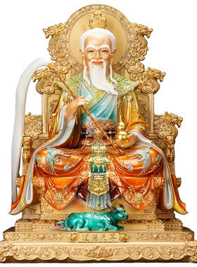 新款树脂铜彩三清道祖神像家用供奉太清道德天尊太上老君神像摆件