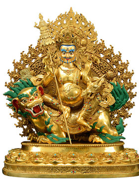 全鎏金财宝天王铜像摆件