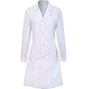 白大褂长袖医生服女实验室大学生化学护士短袖定制logo印字工作服