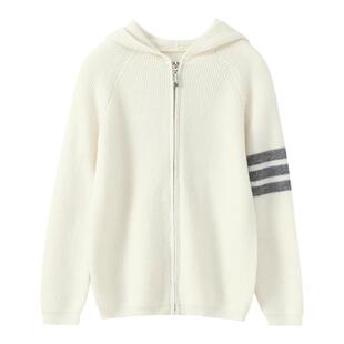 秋冬新款经典四条杠儿童羊毛衫女童TB针织衫加厚帽衫男童开衫外套