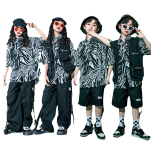 少儿街舞服装男童嘻哈潮服hiphop80年代复古怀旧港风儿童演出服夏