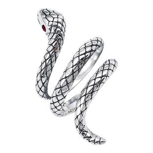 实心s925纯银缠绕蛇戒指男女士复古蛇戒活口可调节指环日韩银戒子