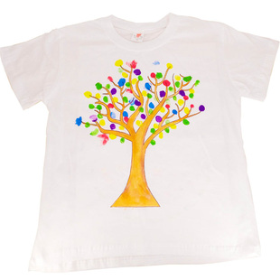 手绘白色T恤亲子纯棉空白夏季绘画涂鸦扎染短袖diy材料包定制