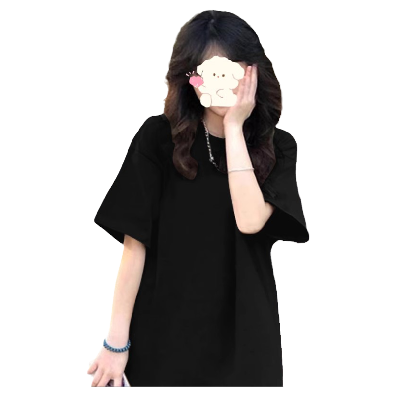 纯棉正肩短袖T恤女宽松半袖上衣