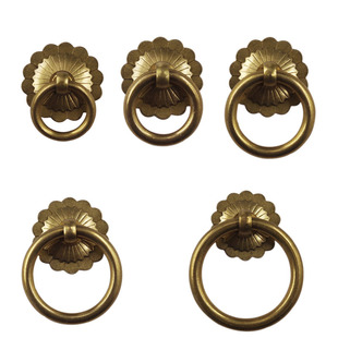 新中式铜拉手中药柜抽屉黄铜仿古拉手实木家具衣柜门柜子全铜把手