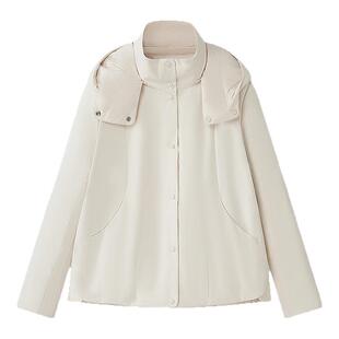 【白鹅绒】Laurel劳芮新款宽松短款连帽羽绒服LWD366L00500