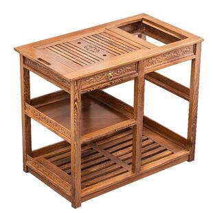 实木移动茶车家用办公鸡翅木茶几茶桌全自动烧水一体茶盘组合套装