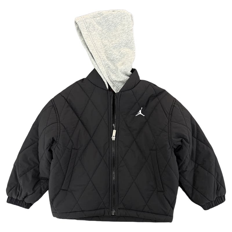 JORDAN男女童连帽保暖菱格棉服