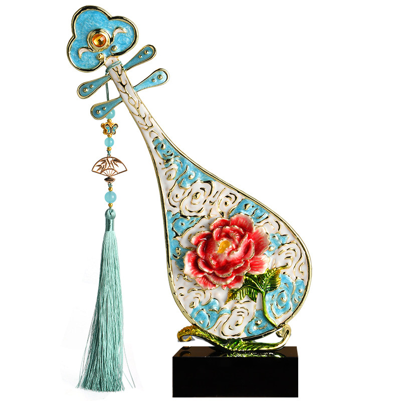 纳什珐琅彩国风客厅琵琶摆件