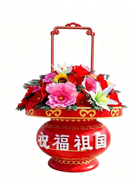 大型花篮玻璃钢彩绘装饰城市广场国庆主题标志性摆件文化艺术雕塑