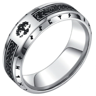 凯尔特符文生命之树戒指男潮牌复古北欧维京钛钢指环女嘻哈高级感