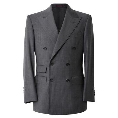 50羊毛戗驳领双排西服套装