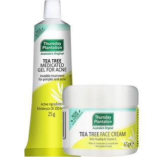 星期四农庄茶树凝胶祛痘淡痘印25g茶树面霜65g补水保湿痘肌