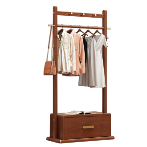 实木多功能落地衣帽架