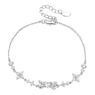 S999纯银手链女生蝴蝶结轻奢小众高级百搭闺蜜女友生日情人节礼物