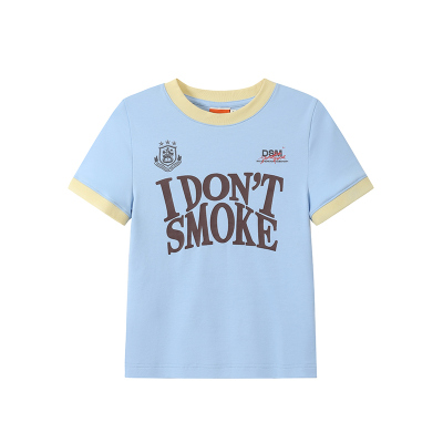 DONSMOKE修身复古撞色logoT恤